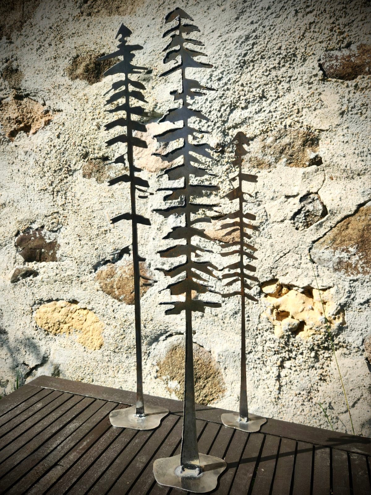 Metal Standing Pine Trees with Base - metal pine trees - pine tree forest - Northern Forge, LLC