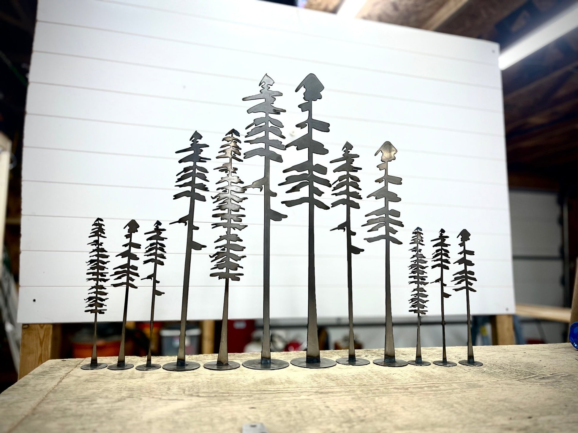 Metal Standing Pine Trees with Base - home - home decor - Northern Forge, LLC