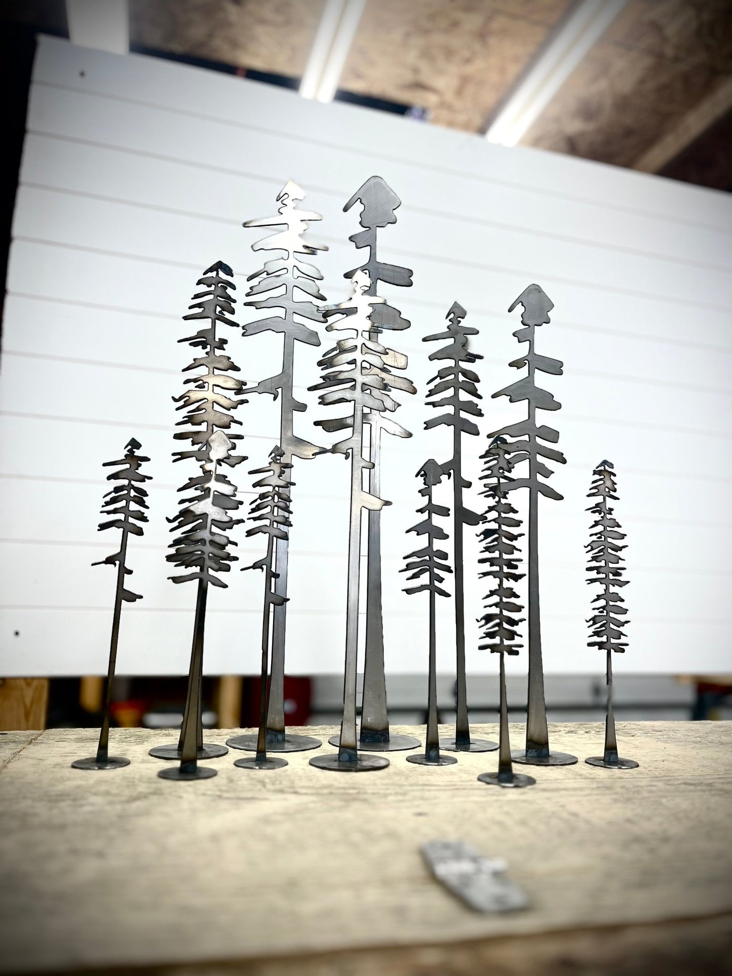 Metal Standing Pine Trees with Base - home - home decor - Northern Forge, LLC