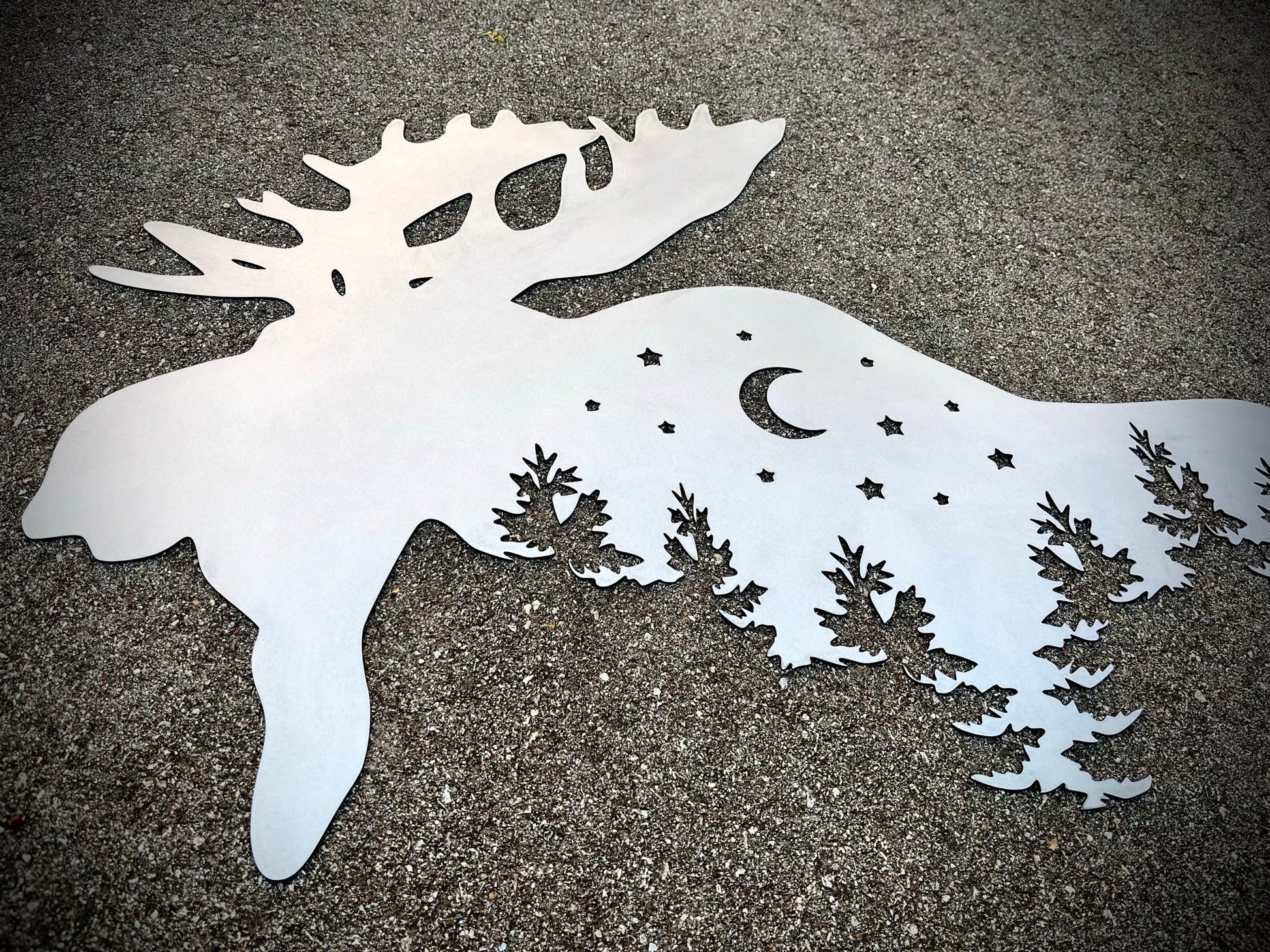 Moose Night Forest Sky Metal Art - big game - deer wall art - Northern Forge, LLC