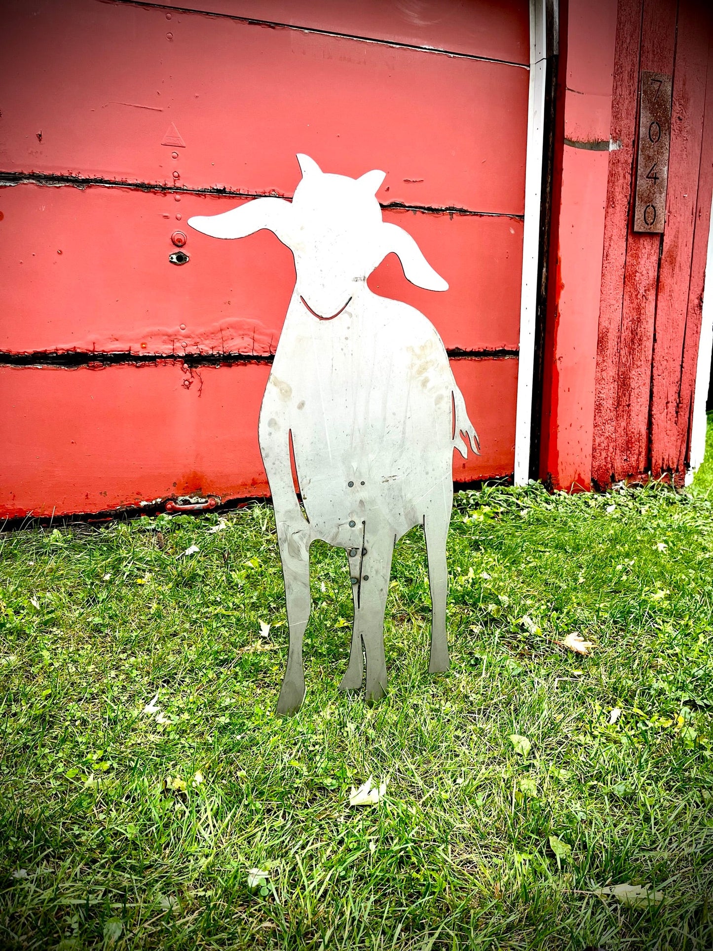 Ol' Goat Yard Art w/ Ground Stake - farm art - goat sculpture - Northern Forge, LLC