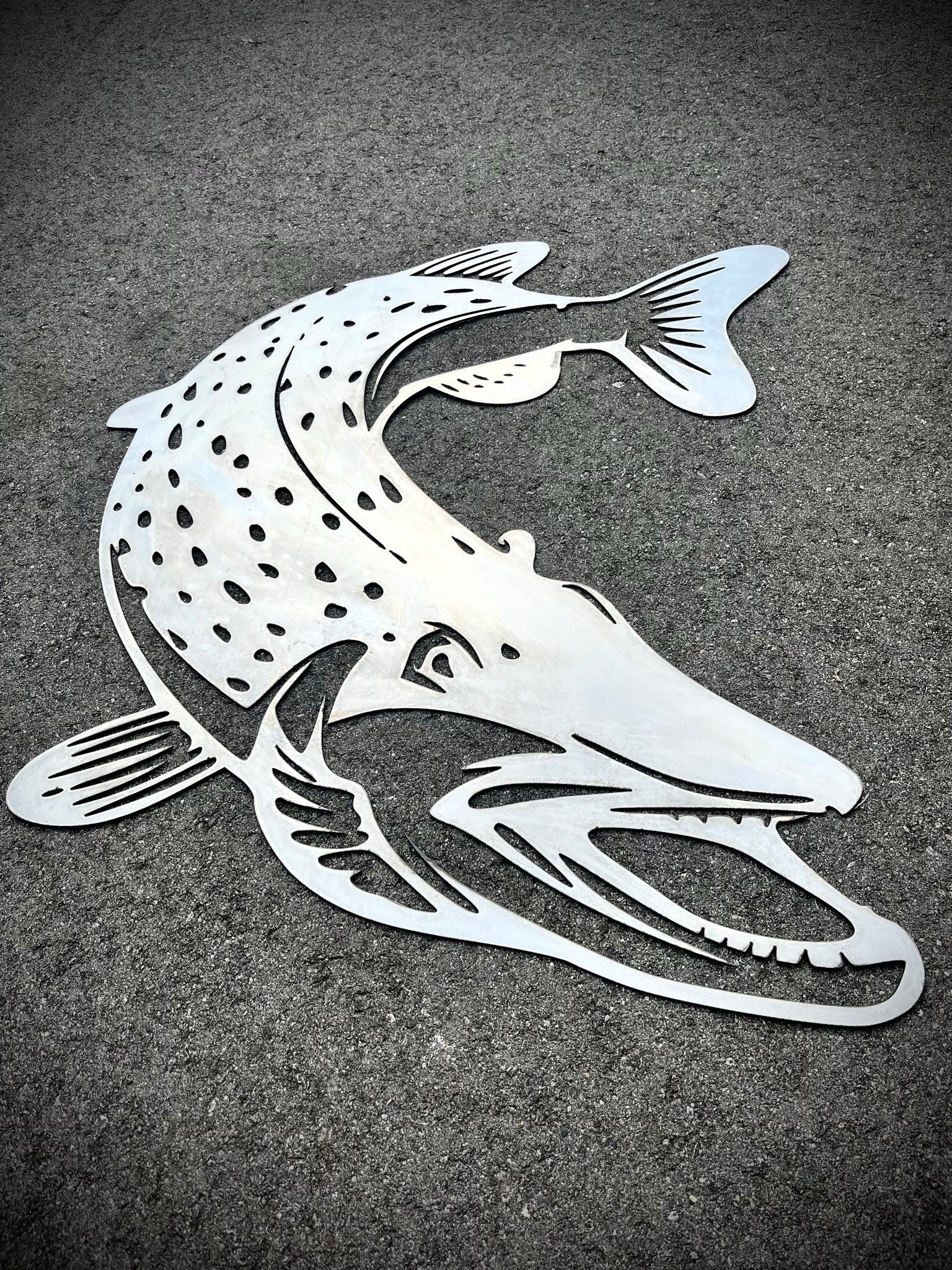 Pike Chasing Perch Metal Wall Art - cabin sign - fish - Northern Forge, LLC