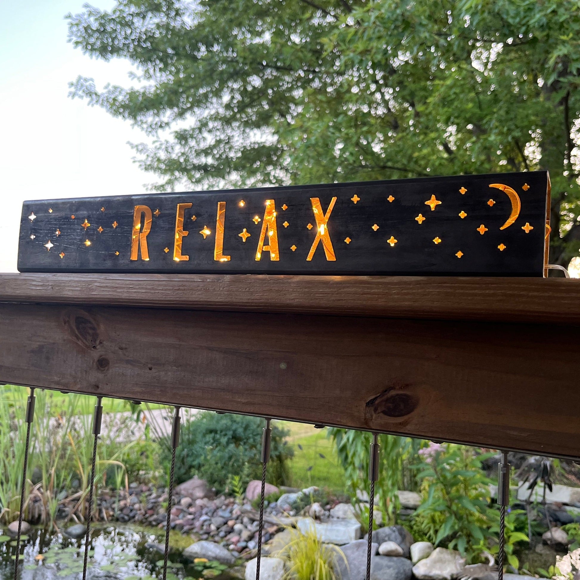 "Relax" Night Sky Metal Tube Light - landscape lighting - Luminary tube - Northern Forge, LLC