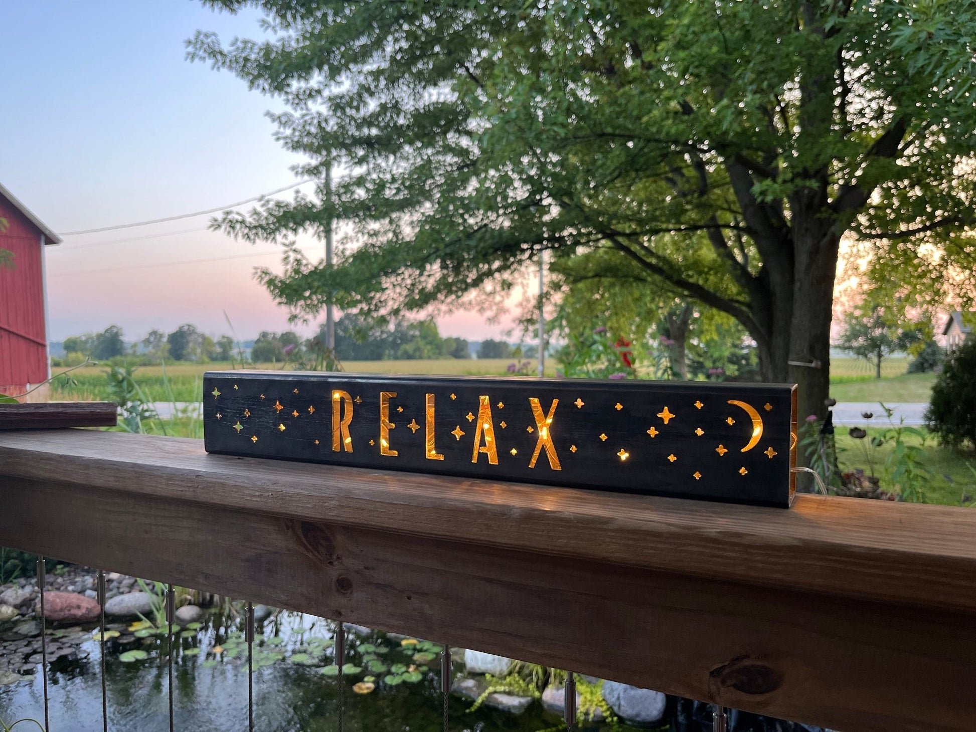 "Relax" Night Sky Metal Tube Light - landscape lighting - Luminary tube - Northern Forge, LLC