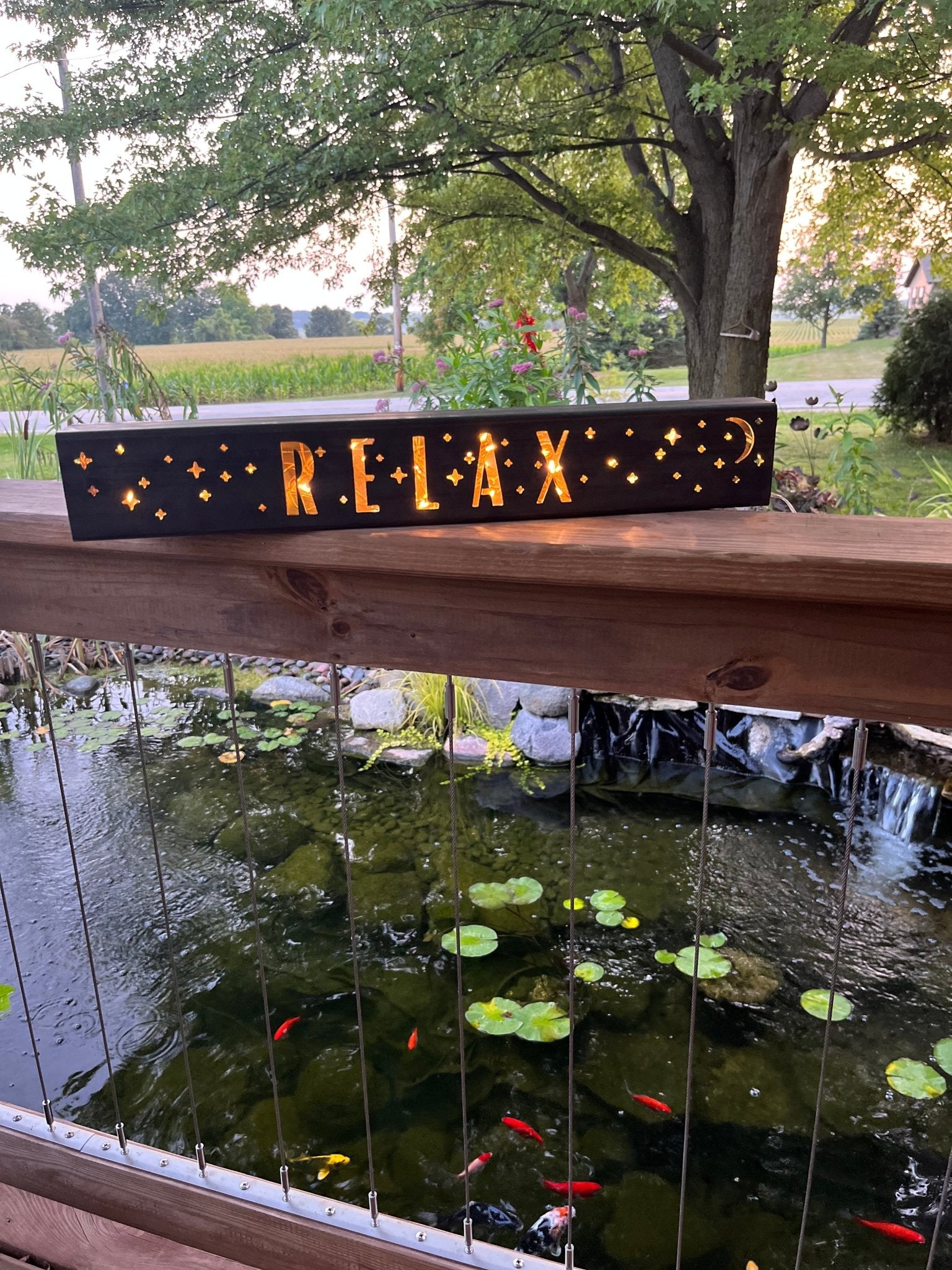 "Relax" Night Sky Metal Tube Light - landscape lighting - Luminary tube - Northern Forge, LLC