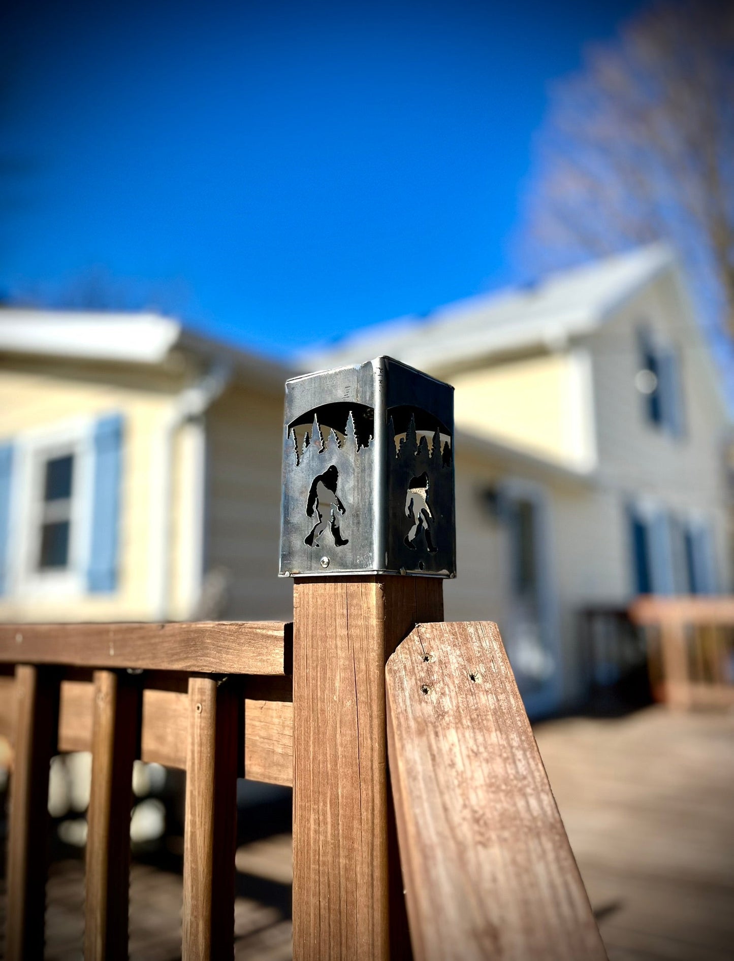 Sasquatch Steel Solar Post Cap | 6 in. - accent lights - bigfoot deck post light - Northern Forge, LLC