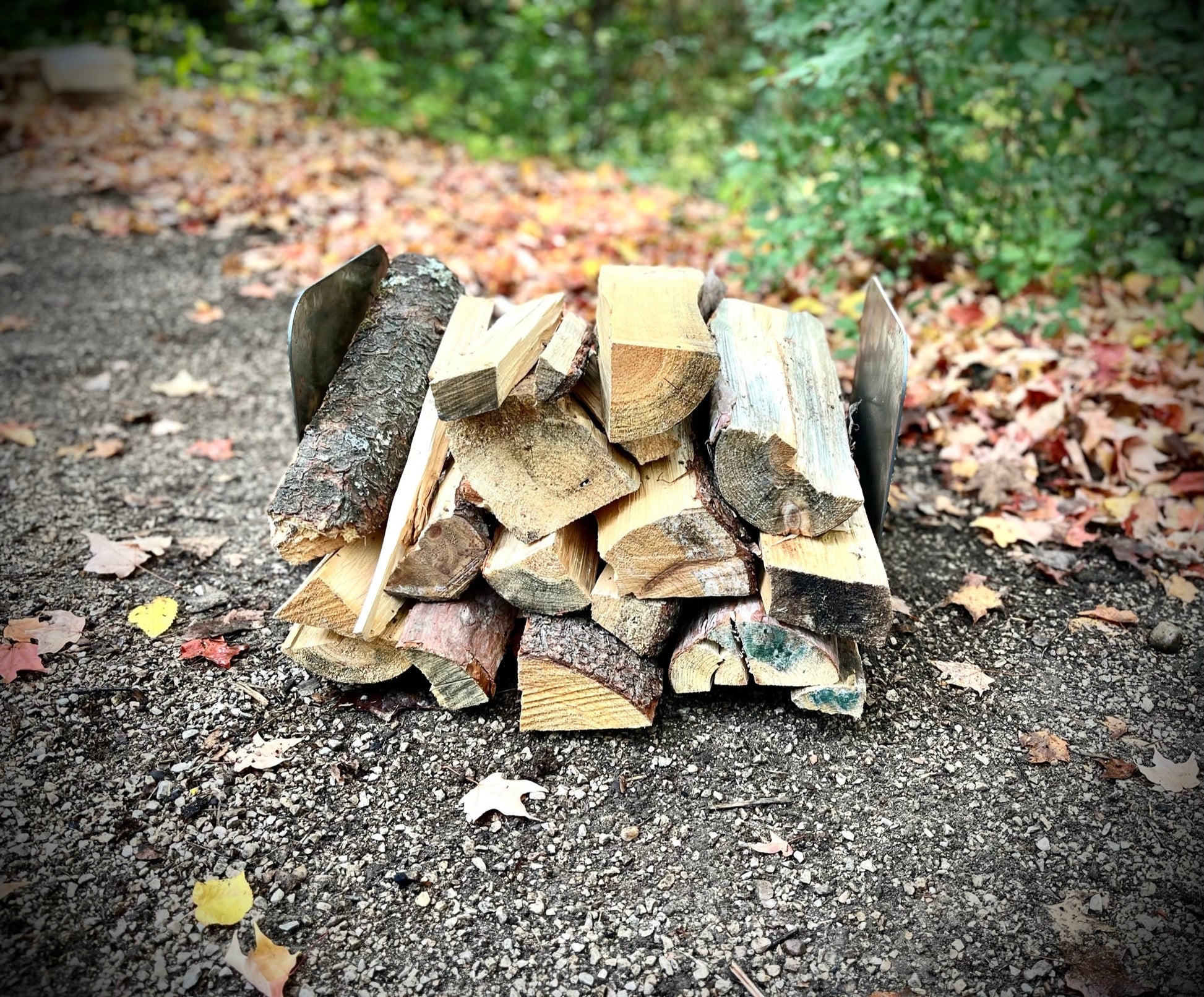 Simple Steel Indoor/Outdoor Firewood Rack - big game - cabin - Northern Forge, LLC