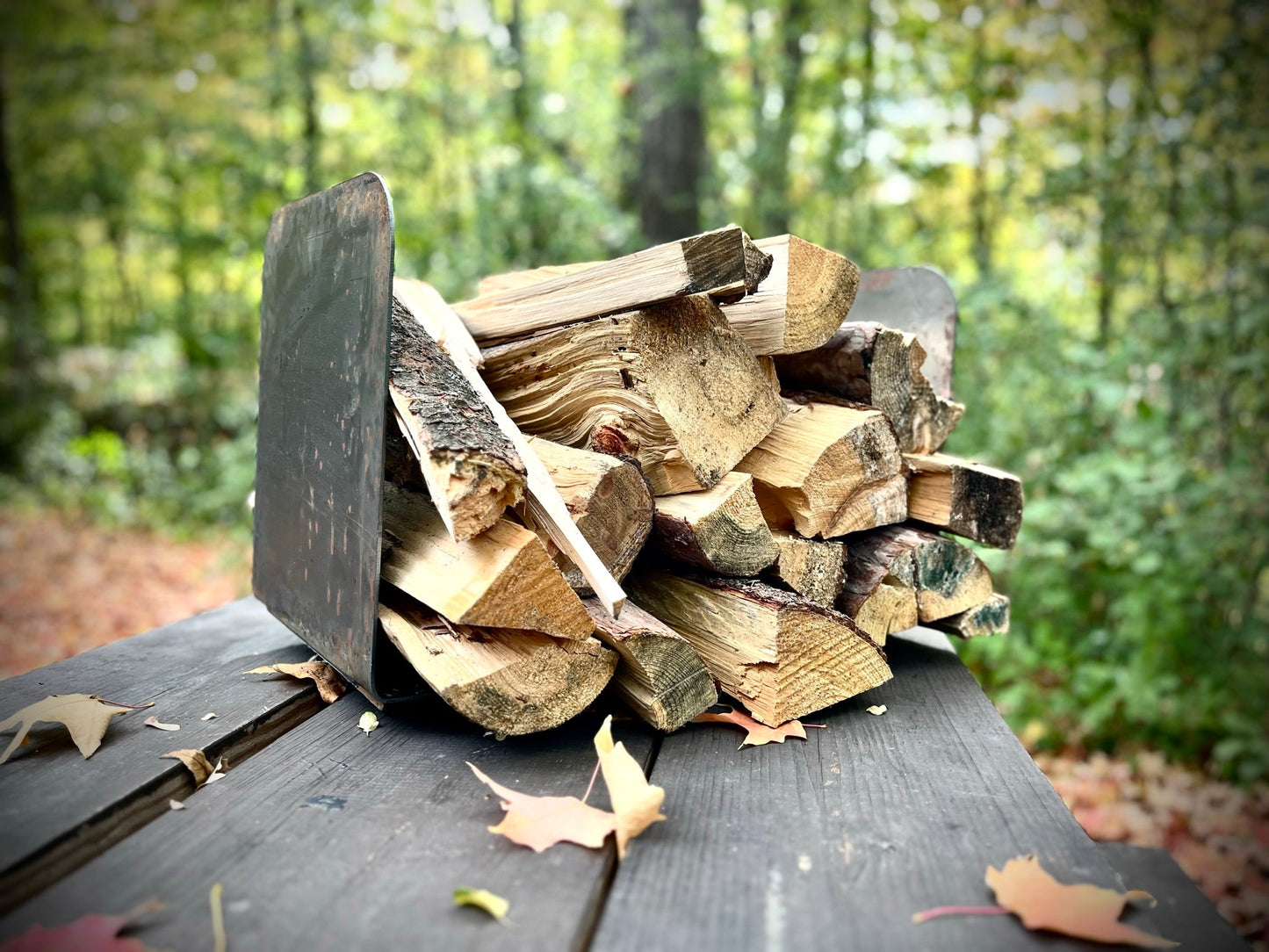 Simple Steel Indoor/Outdoor Firewood Rack - big game - cabin - Northern Forge, LLC