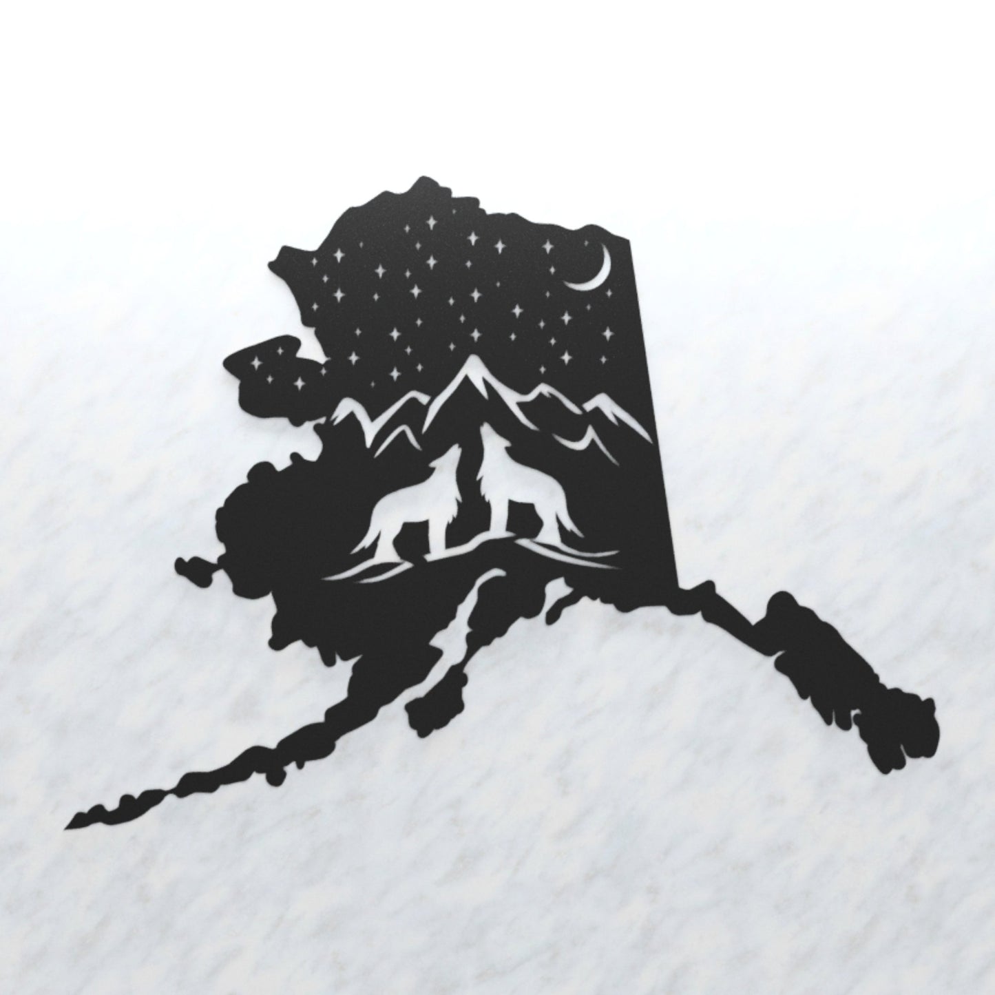 Steel Alaska Wolves Night Sky Sign - alaska decor - alaska sign - Northern Forge, LLC