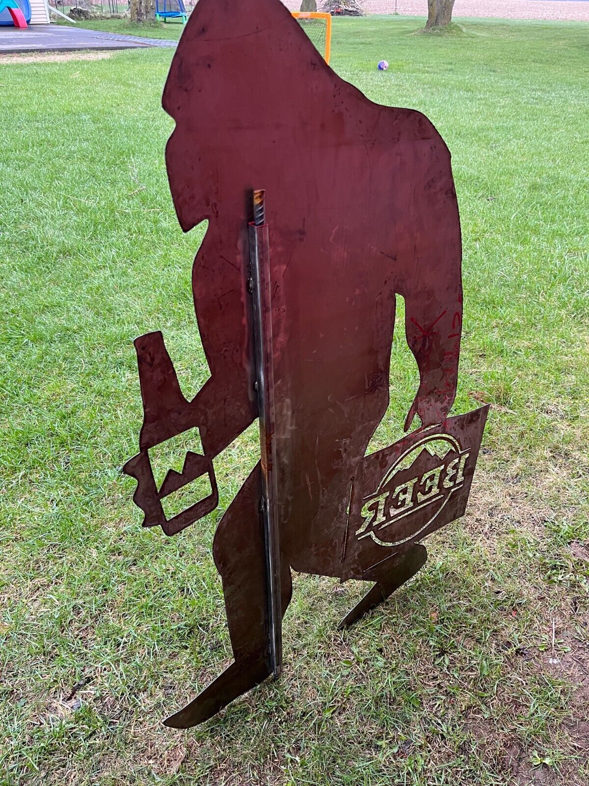 Steel Bigfoot with Beer - bigfoot beer - garden - Northern Forge, LLC