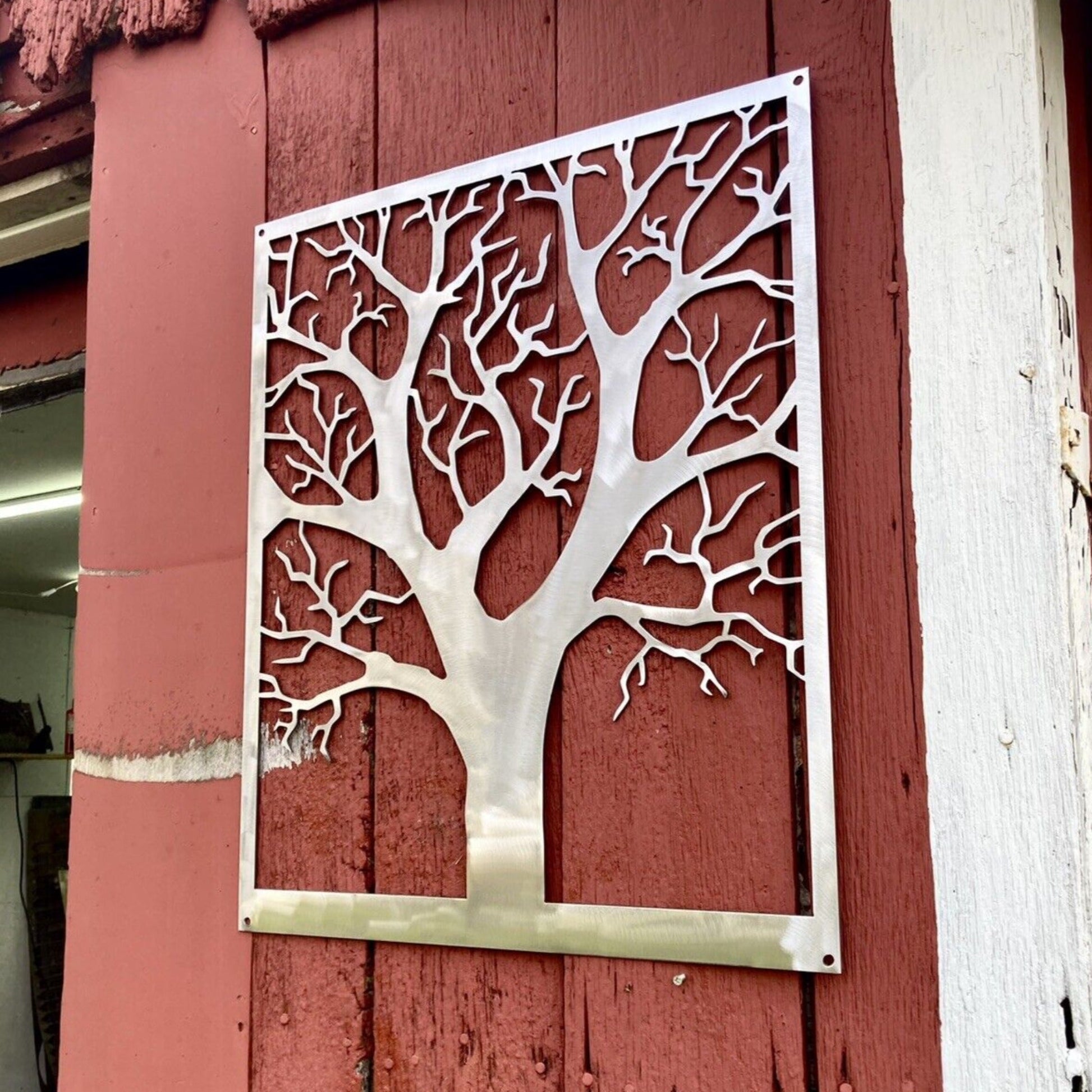 Steel Farmhouse Burr Oak Tree Wall Art - garden - home - Northern Forge, LLC