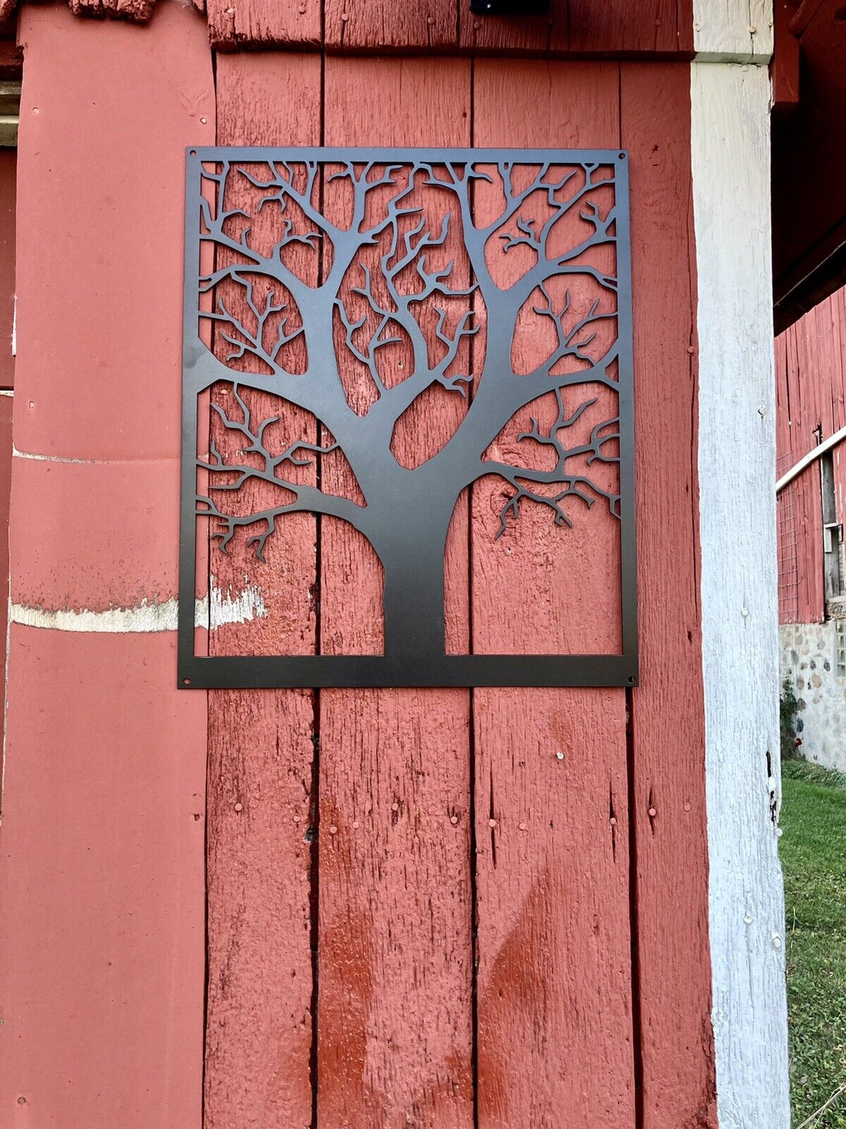 Steel Farmhouse Burr Oak Tree Wall Art - garden - home - Northern Forge, LLC