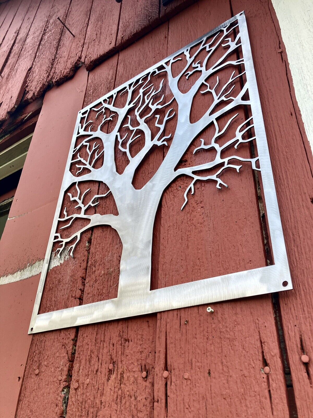 Steel Farmhouse Burr Oak Tree Wall Art - garden - home - Northern Forge, LLC