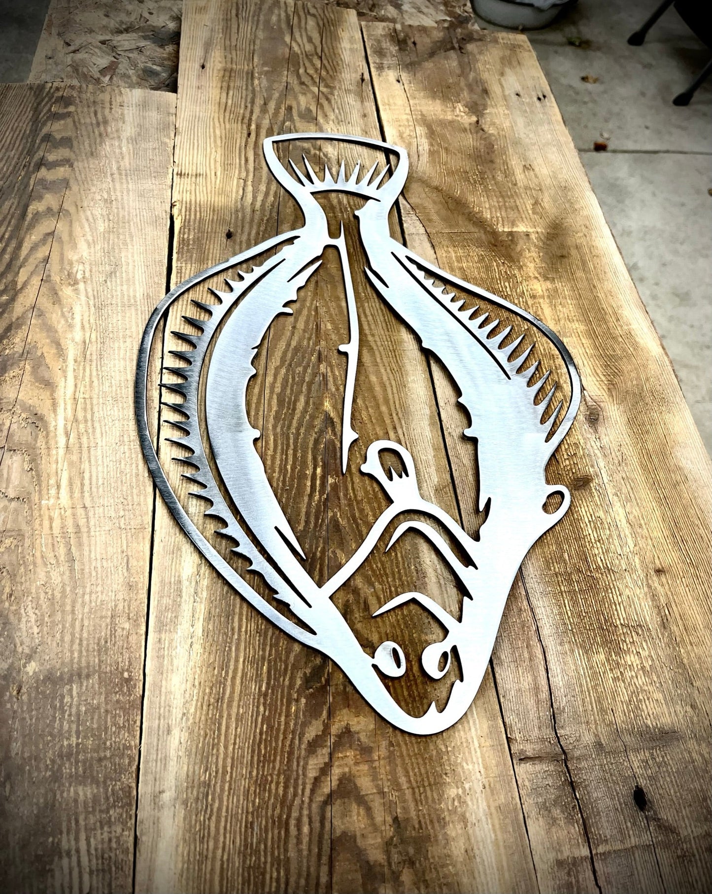 Steel Flounder / Halibut Wall Art - cabin sign - fish - Northern Forge, LLC