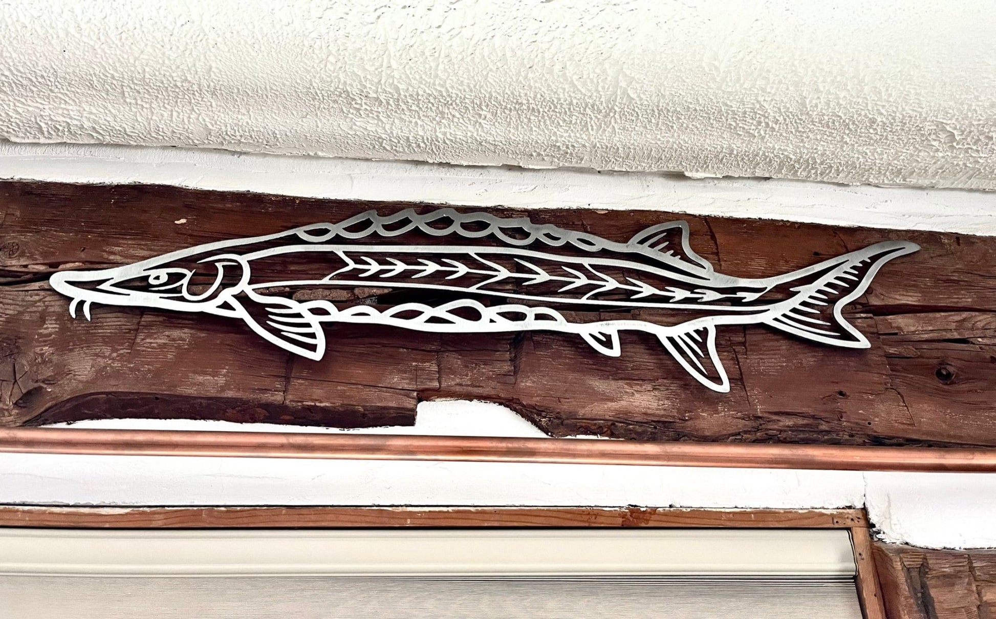 Steel Hollow Lake Sturgeon Wall Art - cabin sign - fish - Northern Forge, LLC