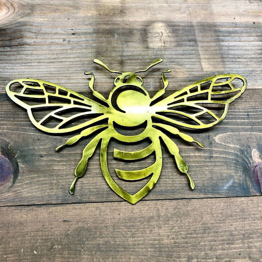 Steel Honey Bee // Anodized Yellow // 12 in. - Bee Keeper Gift - Bee Keeper Sign - Northern Forge, LLC