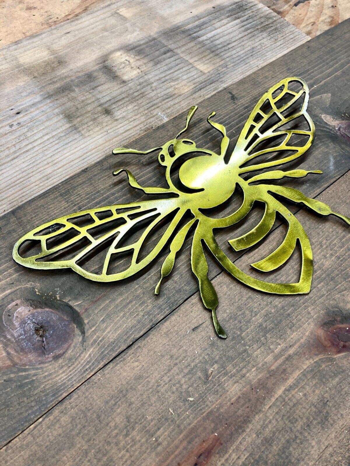 Steel Honey Bee // Anodized Yellow // 12 in. - Bee Keeper Gift - Bee Keeper Sign - Northern Forge, LLC