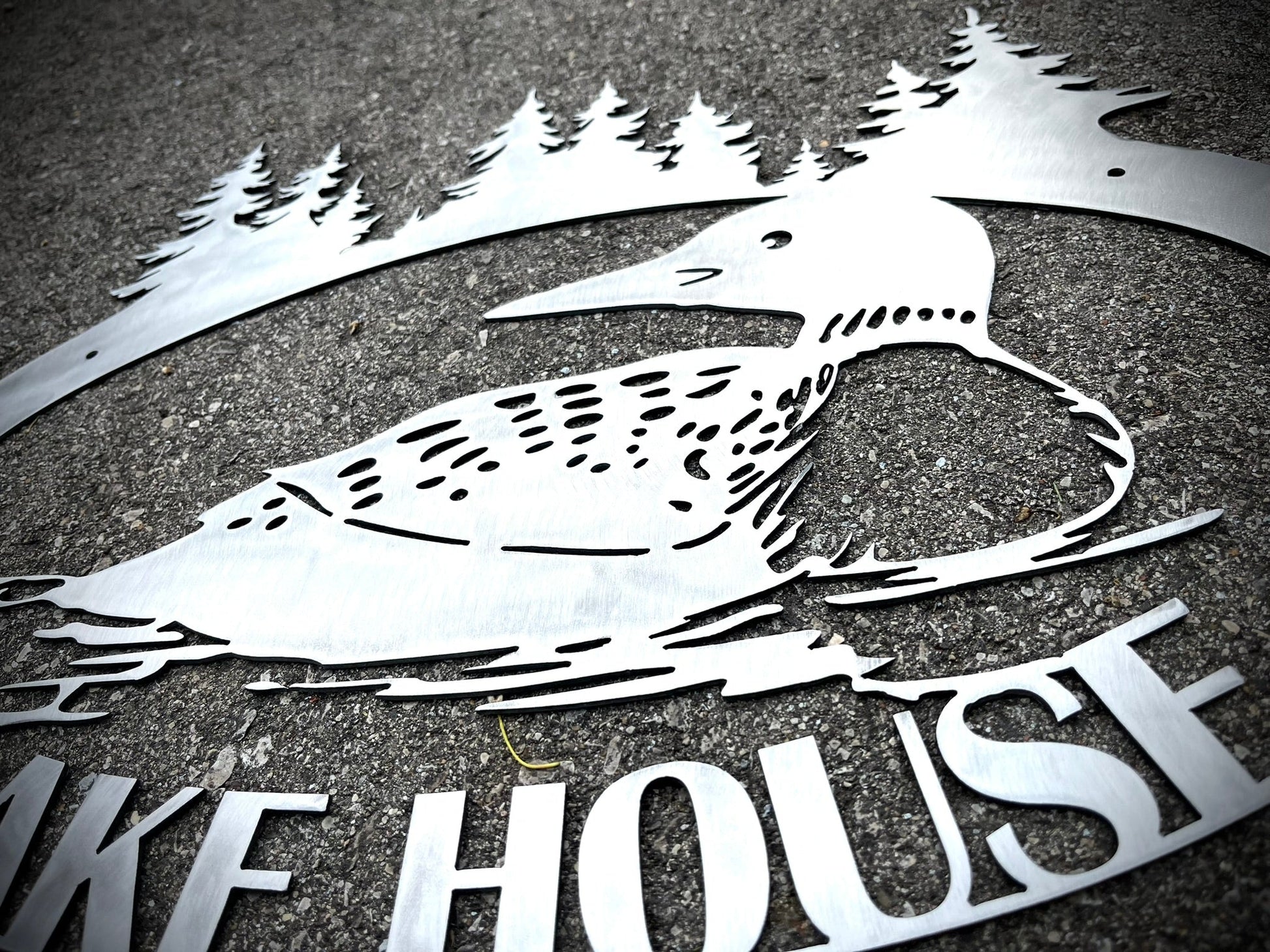 Steel Loon Lake House Sign - cabin sign - fishing - Northern Forge, LLC