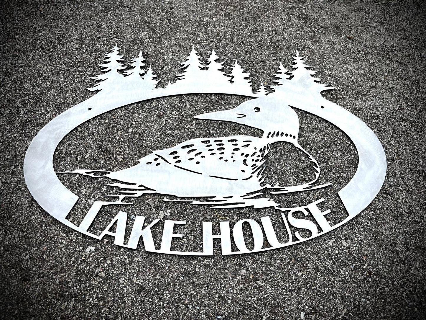 Steel Loon Lake House Sign - cabin sign - fishing - Northern Forge, LLC