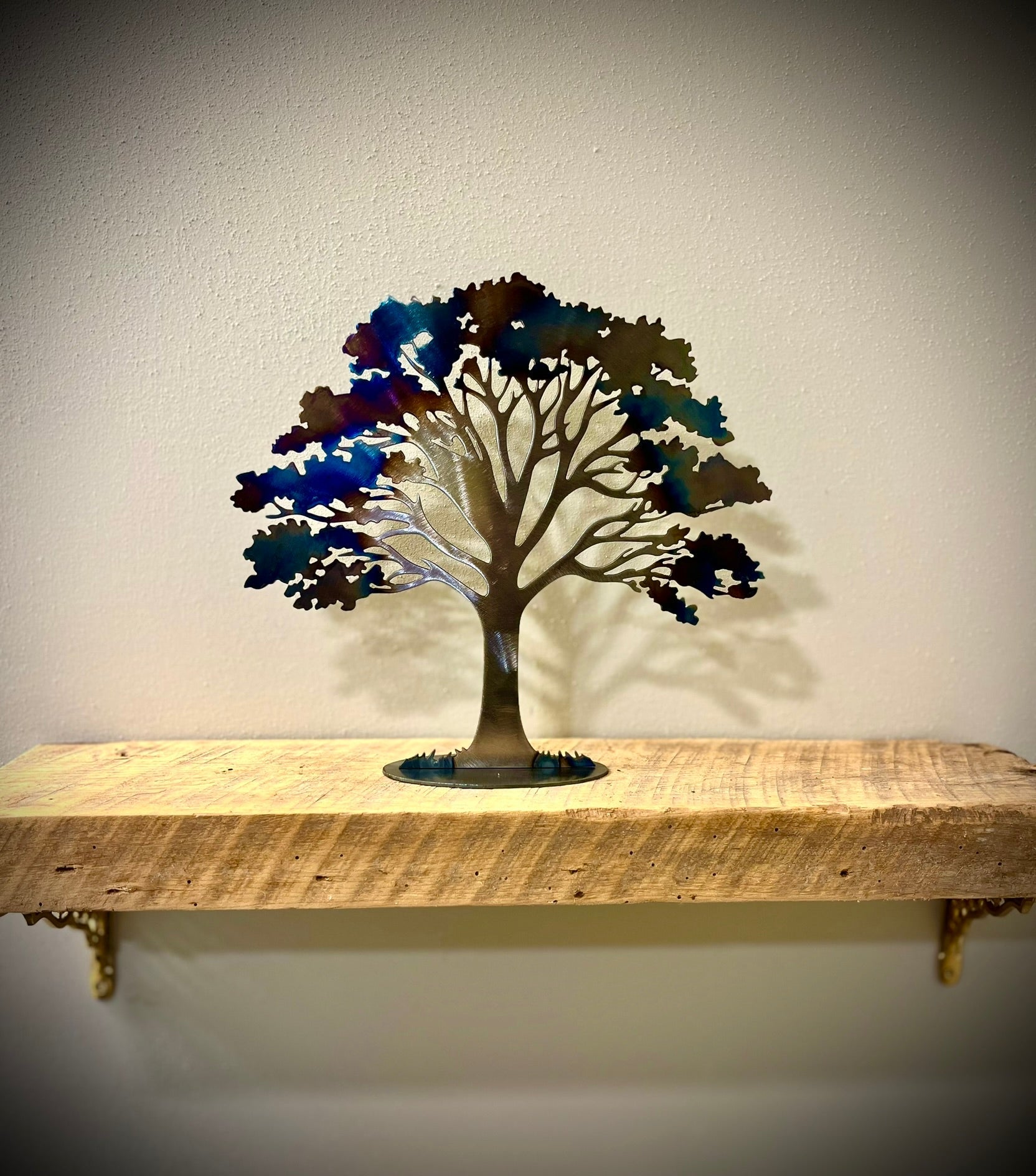 Steel Maple Mantel Tree - Flame-Painted - flame-painted maple - flowing mantel tree - Northern Forge, LLC