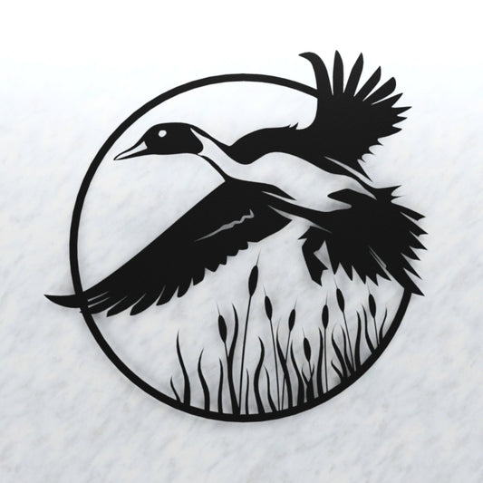 Steel Pintail Duck w/ Marsh Grass - duck decals - duck hunting sign - Northern Forge, LLC