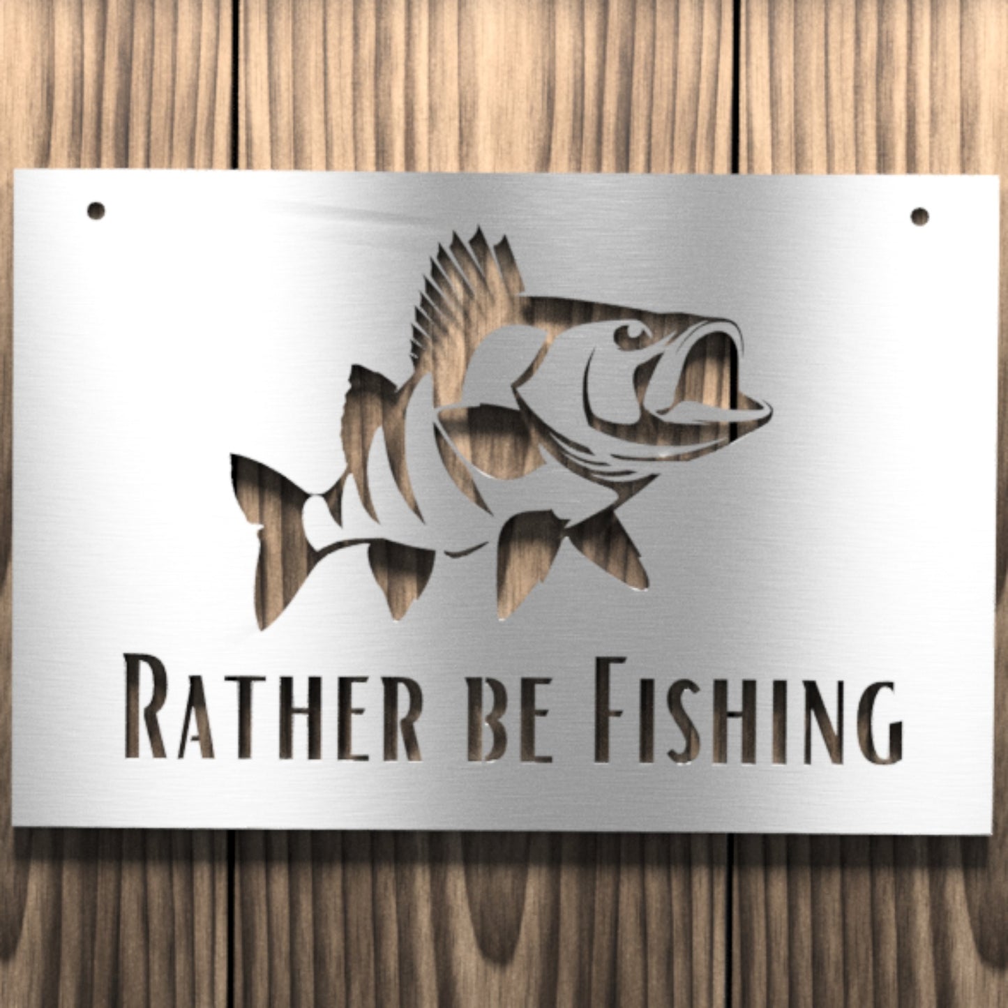 Steel "Rather Be Fishing" Perch Wall Hanging - cabin sign - fish - Northern Forge, LLC