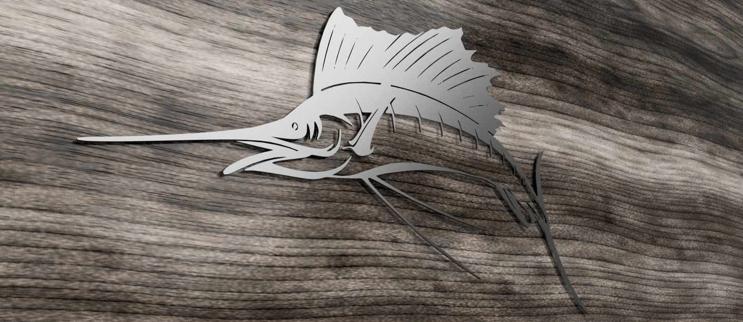 Steel Sailfish - cabin sign - fish - Northern Forge, LLC