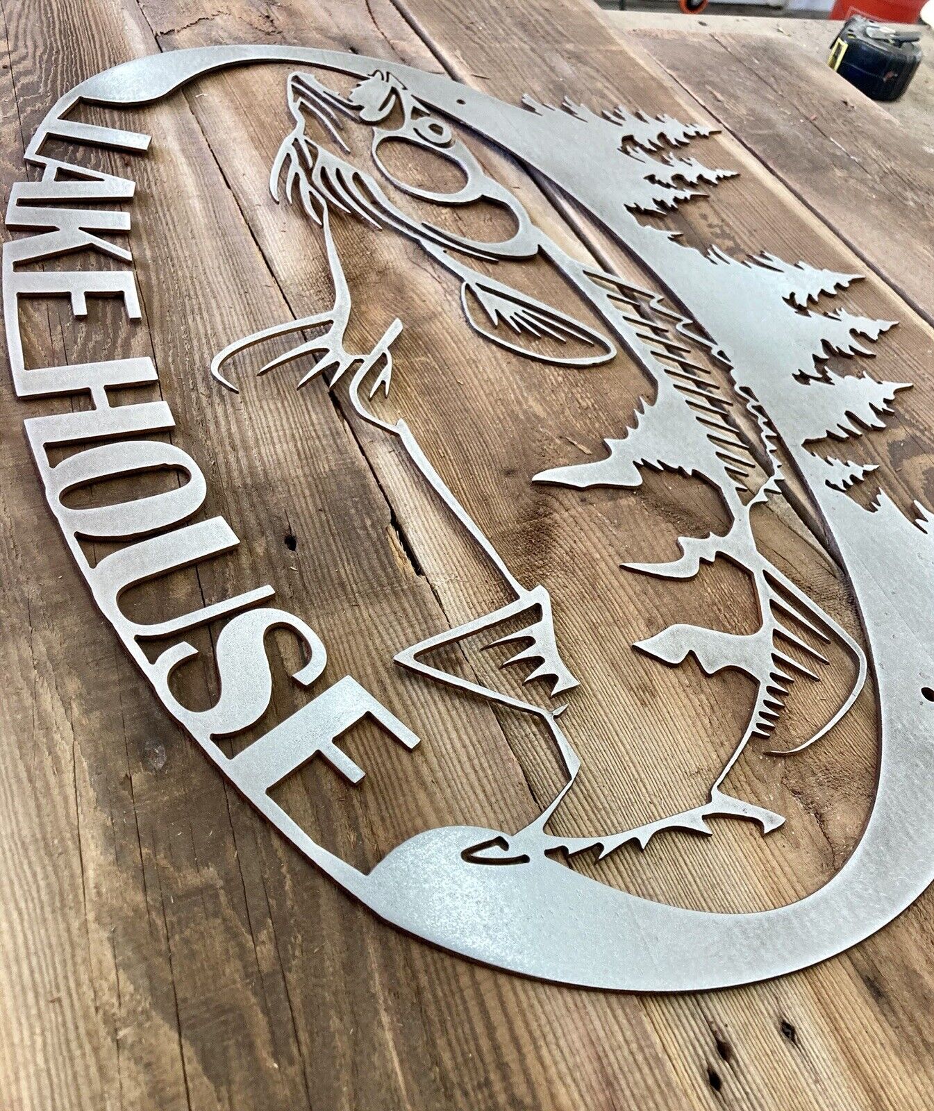 Steel Walleye Lake House Sign - cabin sign - fish - Northern Forge, LLC