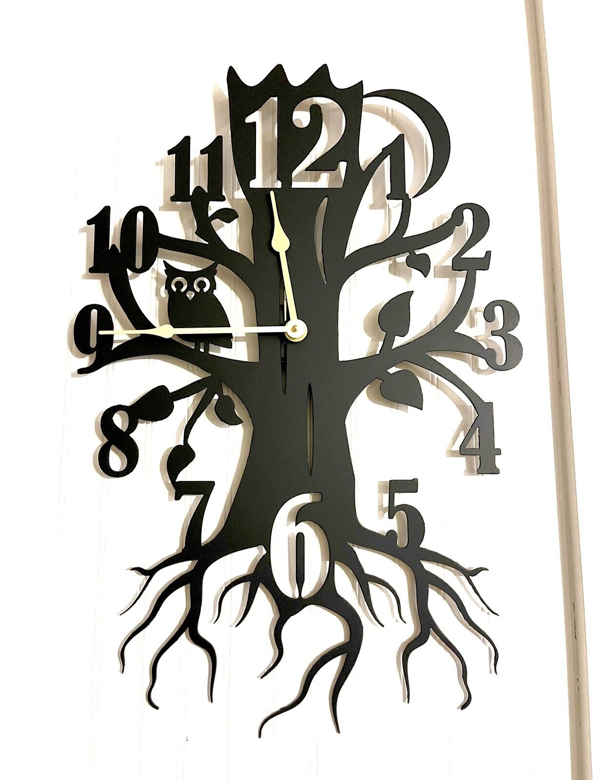 Steel Whimsical Tree Clock - 24-inches - handmade clock - owl clock - Northern Forge, LLC