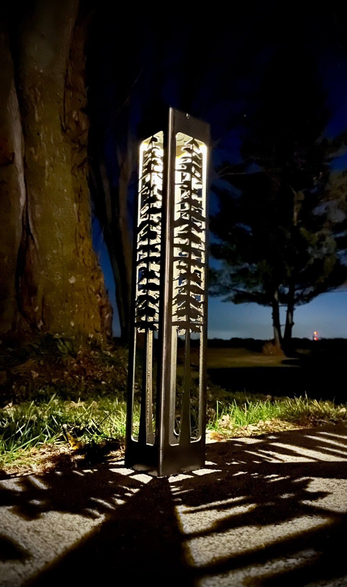 Tall Pine Steel Solar Luminary Pillar | 18 in. - landscape lighting - Luminary tube - Northern Forge, LLC